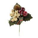 【ポイント10倍中 7/26 09:59迄】 クリスマス 造花 とりよせ品 ベリーリボンピック ゴールド クリスマス クリスマス装飾 クリスマス飾り クリスマスアレンジ ラメ キラキラ 松ぼっくり まつぼっくり 木の実 ピック 造花 もみの木 葉っぱ オーナメント パレ