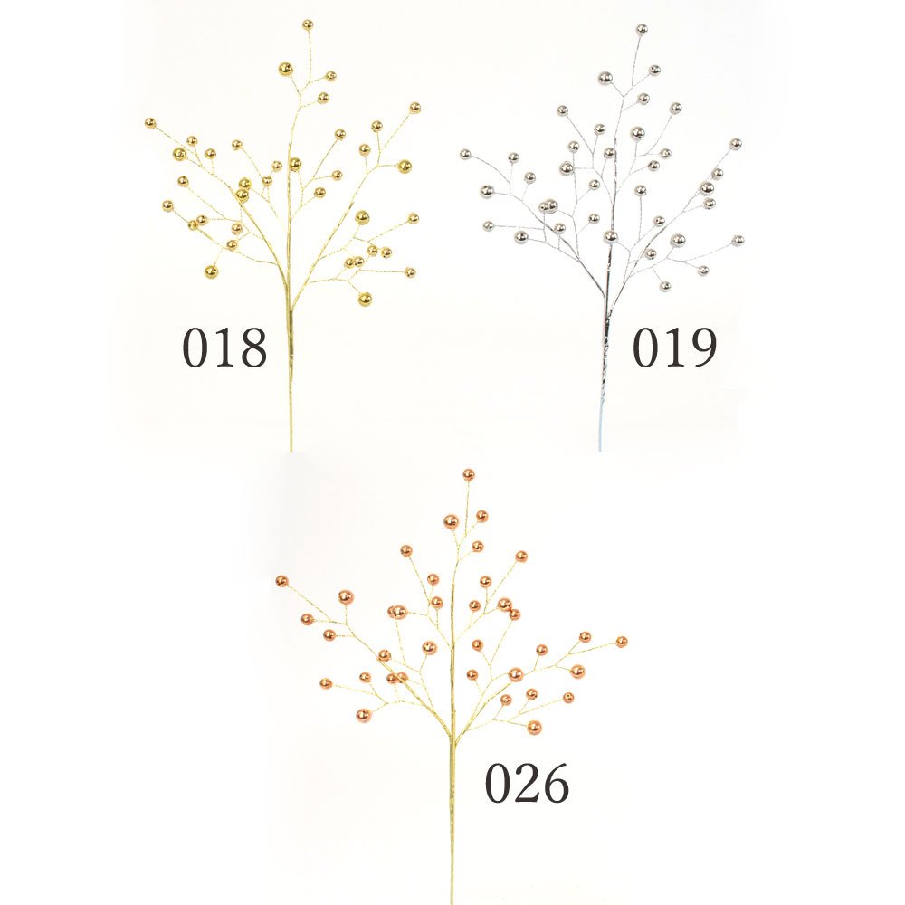 【P10倍 】 クリスマス 造花 実もの とりよせ品 ビーズピック ベリー 木の実 金 銀 銅 ゴールド シルバ..