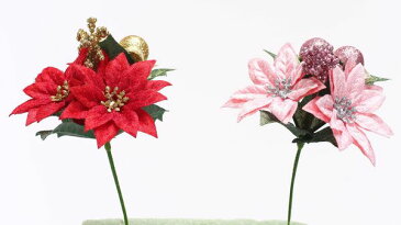 《 クリスマス 造花 ポインセチア 》花びし/ハナビシ ポインセチアベリーピックインテリア ディスプレイ