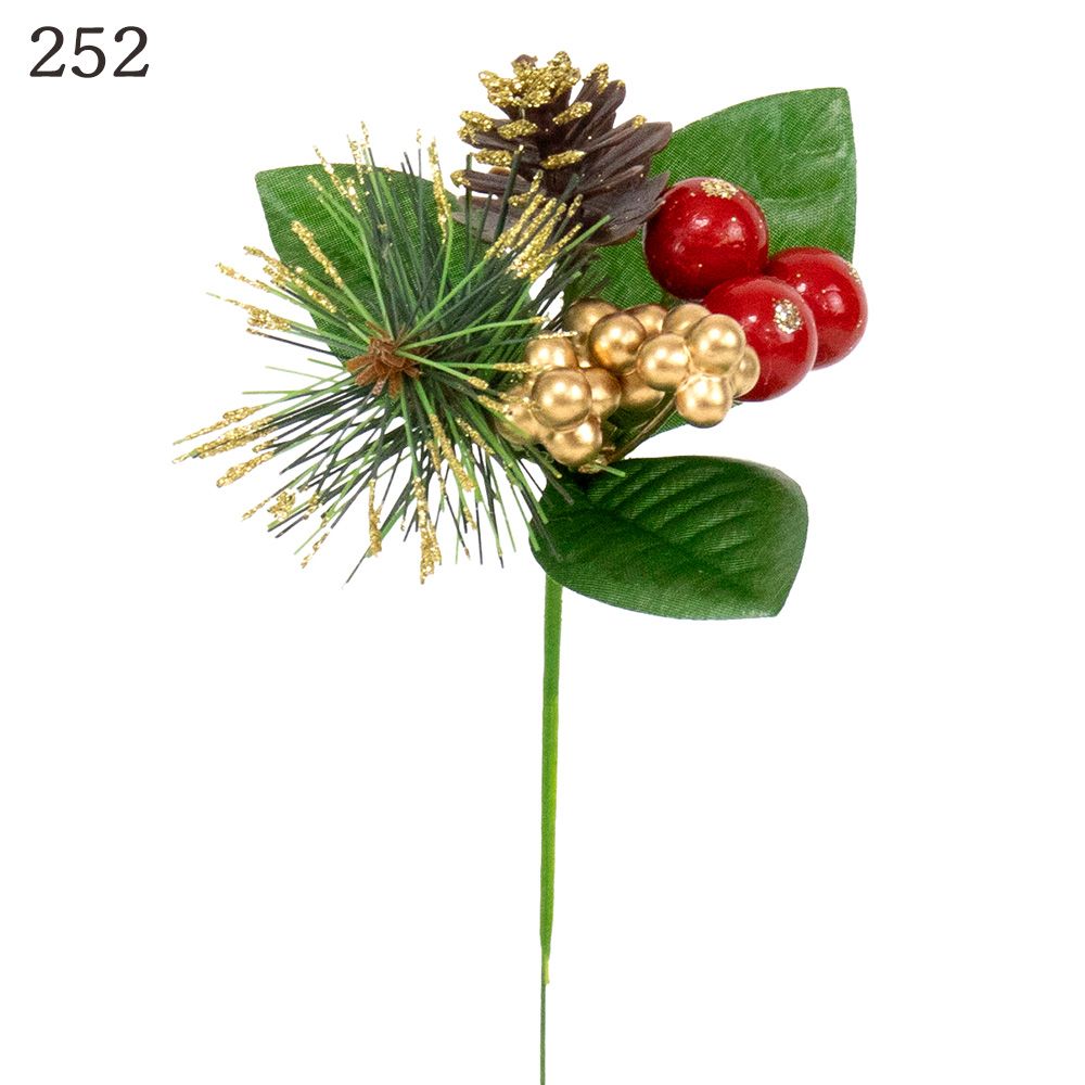 楽天造花ドライフラワー専門問屋花びし【P10倍 12/31まで！】 正月 装飾 造花 とりよせ品 ミニ正月ピック お正月飾り お正月インテリア 木の実 ベリー 松ぼっくり まつぼっくり ゴールド ラメ キラキラ 和風 和モダン アレンジピック 冬