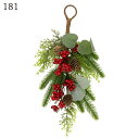クリスマス リース とりよせ品 レッドベリーティアドロップ スワッグ 壁飾り 木の実 松ぼっくり まつぼっくり クリスマス クリスマス装飾 クリスマス飾り 造花 ハンガー 雪