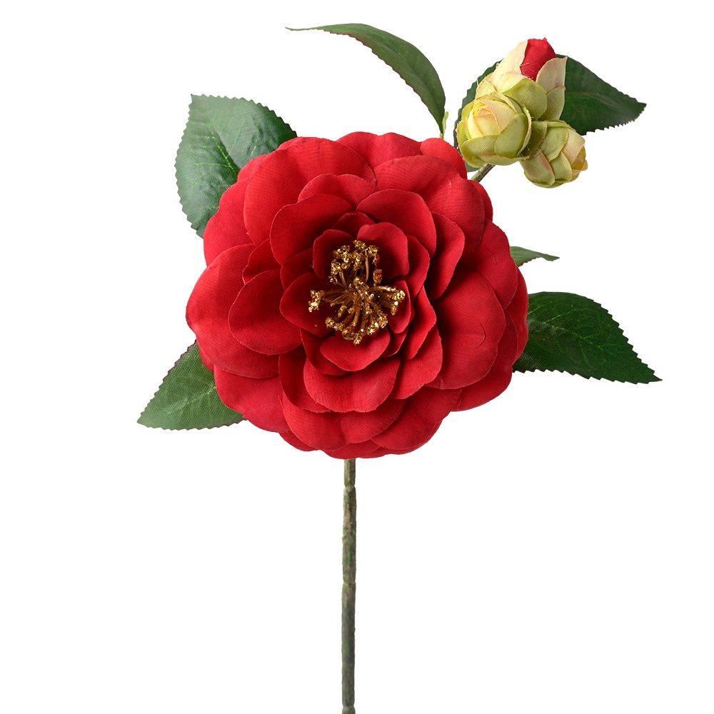 楽天造花ドライフラワー専門問屋花びし【P10倍 12/31まで！】 正月 造花 即日出荷 グリッタ−椿 レッド 正月飾り 花材 材料 パーツ ツバキ 椿 赤 キラキラ 迎春飾り 新春飾り ハンドメイド 手作り デコレーション 和 カメリア 素材 パレ