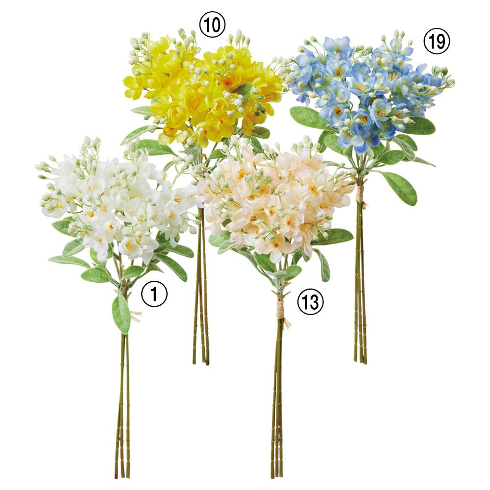 造花 とりよせ品 ジャスミンバンチ（1束3本） ピンク ブルー 青 水色 パープル 紫 複色 黄色 イエロー 茉莉花 マツリカ ハゴロモジャスミン 花材 DIY アスカ ASCA アスカ商会
