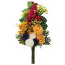 仏花 造花 とりよせ品 菊とケイトウの御供えブーケ 造花仏花 お供え花 供花 墓花 盆花 お盆 お彼岸 お葬式 お悔やみ花 仏事 フューネラル フェイク仏花 暑さに強い 枯れない フェイクフラワー シルクフラワー インテリアグリーン アスカ ASCA アスカ商会