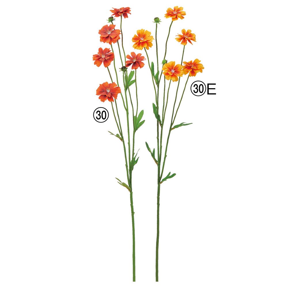 【P10倍 】 造花 とりよせ品 コスモス×5 つぼみ×2 オレンジ 秋桜 あきざくら 大春車菊 おおはるしゃぎ..