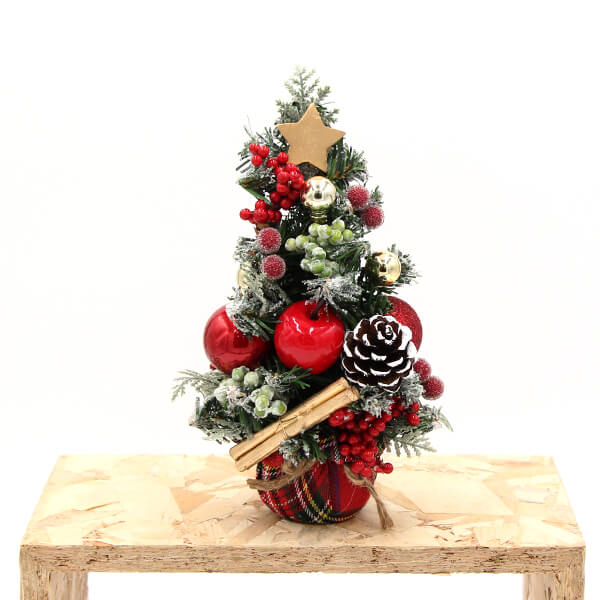 《 クリスマス ツリー 小さい 》★即日出荷★mankikki 送料無料★りんごと木の実のミニラップツリー 20cm ツリー クリスマスツリー 50cm以下 造花 もみの木 葉っぱ オーナメント クリスマス