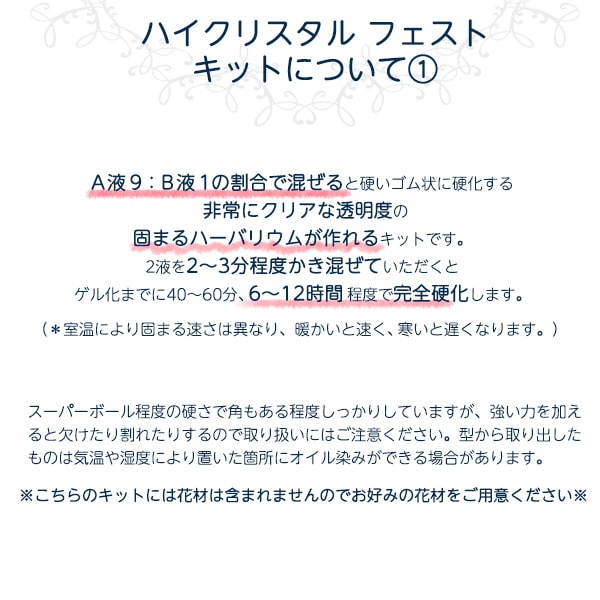 ★即日出荷★【ハーバリウム】ハイクリスタル フェスト キット1[5.7cm角] シリコン シリコーン 固まるハーバリウム ハーバリウムオイル 植物標本 手作り キット ドライフラワー イベント 液 原料 原液 ワークショップ ハンドメイド 教室 夏休み 自由研究 ギフト 花
