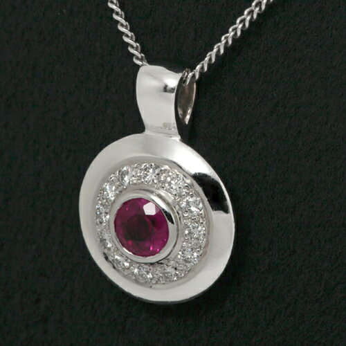 ルビーペンダント K18WG ルビー 0.63ct ダイヤモンド 0.27ct トップのみ イタリア製