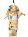 【成人式】振袖レンタル 振袖 ふりそで furisode 二十歳のお祝い せいじんしき 20歳 女性 着物 結納 結婚式 白×水色 市松 モダン柄 155cm ...