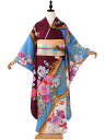 【成人式】振袖レンタル 振袖 ふりそで furisode 二十歳のお祝い せいじんしき 20歳 女性 着物 結納 結婚式 正絹 綸子 青紫 洋柄 155cm〜1...