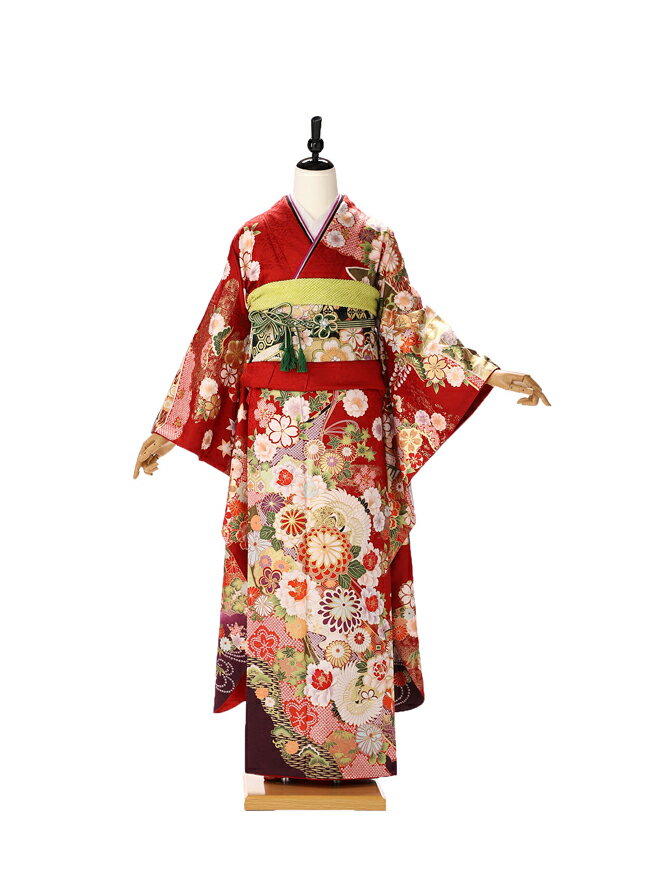 振袖 レンタル 成人式 ふりそで furisode　二十歳のお祝い せいじんしき 20歳 女性 着物 正絹 赤 451 【レンタル】