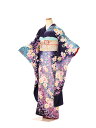 振袖 レンタル 成人式 ふりそで furisode 二十歳のお祝い せいじんしき 20歳 女性 着物 正絹 紺 246【レンタル】