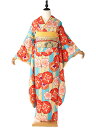 【成人式】【レトロ】【アンティーク】【小紋】振袖レンタル 青×黄色 桜小紋 furisode せいじんしき 20歳 女性 着物 結婚式 150cm 155cm ...