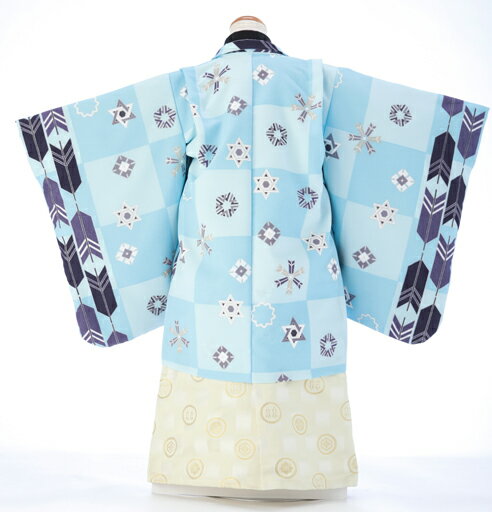 【簡単着付け】【レンタル】式部浪漫[shikiburoman] しきぶろまん 青【七五三 男の子 着物セット 5歳】【七五三 衣裳 レンタル】【七五三 5歳 袴 レンタル】 身長105cm 110cm 115cm ポップカラー 水色 ブランド [往復送料無料 ]JS5138