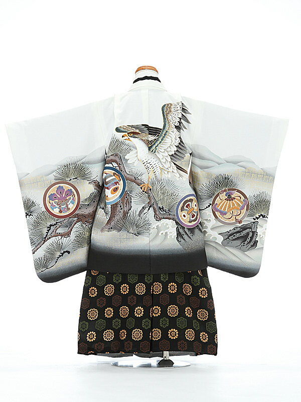 七五三 レンタル 5歳 男の子 かんたん 簡単着付 フルセット【レンタル】【七五三 男の子 着物セット 5歳】【5歳 男の子 ベーシック】【七五三 5歳 袴 レンタル】【衣装レンタル】 白 5169　105cm 110cm 115cm 2