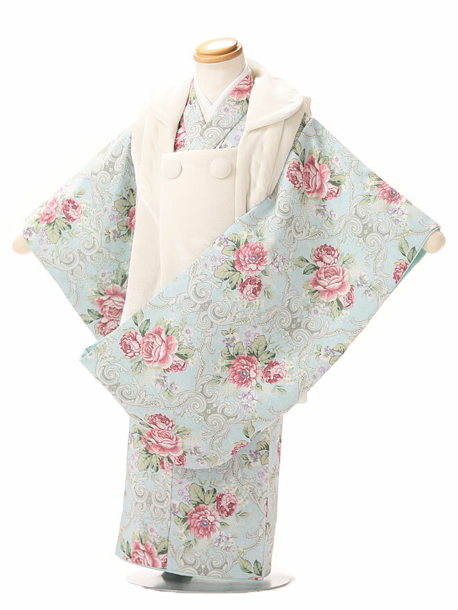 楽天スーパーSALE 七五三 着物 3歳 レンタル 七五三 被布 レンタル七五三 3歳 女の子 レンタル 着物 セット ひふ 被布セット 三歳 日本製 水色【身...