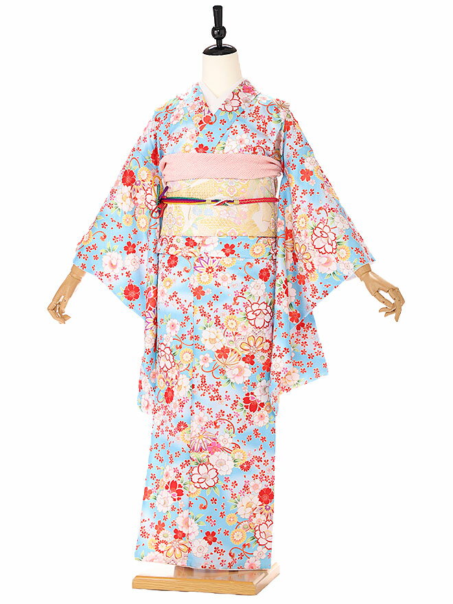 安心サポート・離島料金などの追加料金は、当店からの「予約成立メール」にて価格を変更してお知らせします結び帯なので簡単に着付けができます 寸法 身丈：155cm 肩裄：65cm 袖丈：76cm 適応身長 145cm〜155cm 素材 表地：化繊、裏地：合成繊維 セット内容 着物・結び帯・帯揚・帯締め・襦袢（袖なし）・巾着・草履・腰ひも・伊達締め・和装ベルト・足袋 送料について 送料無料 一部離島（沖縄・北海道含む）返送料金3,300円負担いただきます 注意事項 ●小物について ●色について ディスプレイによって色味が多少異なる場合があります。 【利用日につきまして】 楽天の仕様上、注文日から一年前のご利用日の注文を受け付けることができません。注文前にご利用日の確認をお願いします。