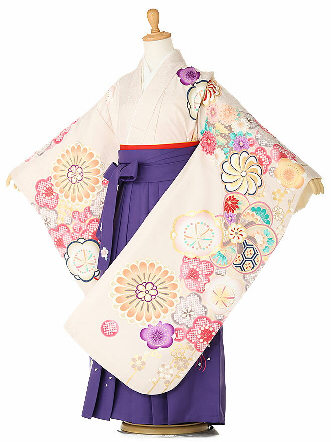 【レンタル】【卒園式 女袴】【卒業式】着物レンタル 身長115cm 120cm 125cm 6歳 7歳 保育園 幼稚園 園児 往復送料無料 日本製 白 hK7696【レンタル】