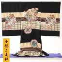 【夏産着】【単衣】【正絹】【手描き友禅】金駒刺繍【お宮参り 産着 レンタル 男の子】絹のきもの【産着レンタル 男の子】【初着】【フルセット】着物 帽子 黒 打ち...