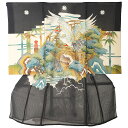 絽 夏きもの 絹きもの お宮参り 正絹 産着 鶴 黒 夏物 絽 涼しい着物【ベビー帽子セット無料レンタル付】《産着レンタル》《祝着》〔男の子産着〕《着物レンタル...