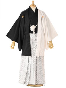 成人式 袴 レンタル 男 紋付き袴 男袴 成人式レンタル 卒業式 紋服 フルセット 羽織袴 男性着物 結婚式 正月 二十歳 和服 20 1月 送料無料 160cm-165cm 化繊 白×黒 0194【ベーシック男袴】【レンタル】ネット通販