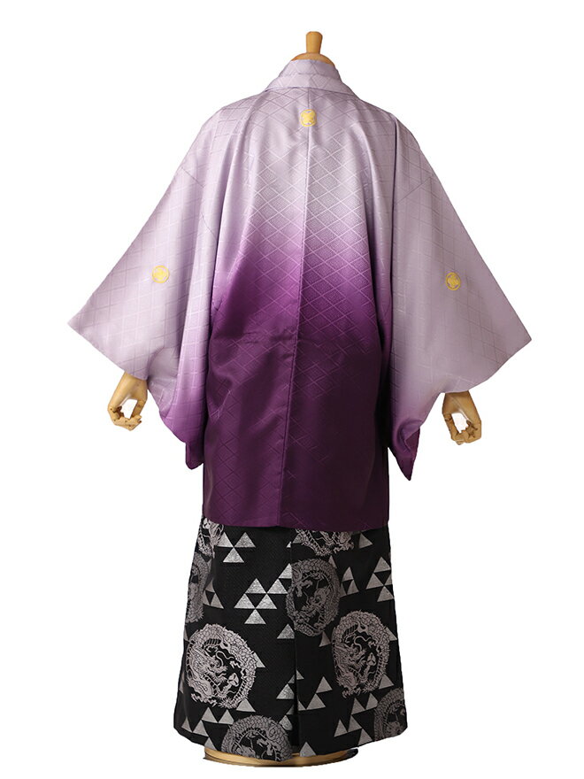 【袴 男 成人式】 成人式 袴 レンタル 男 卒業式 袴 レンタル 男 袴 男 成人式 袴 レンタル メンズ はかま 20歳【化繊】【紋付】【羽織着物】【165cm〜175cm】【男袴】【ベーシック男袴】紫 往復送料無料 XG0210【レンタル】