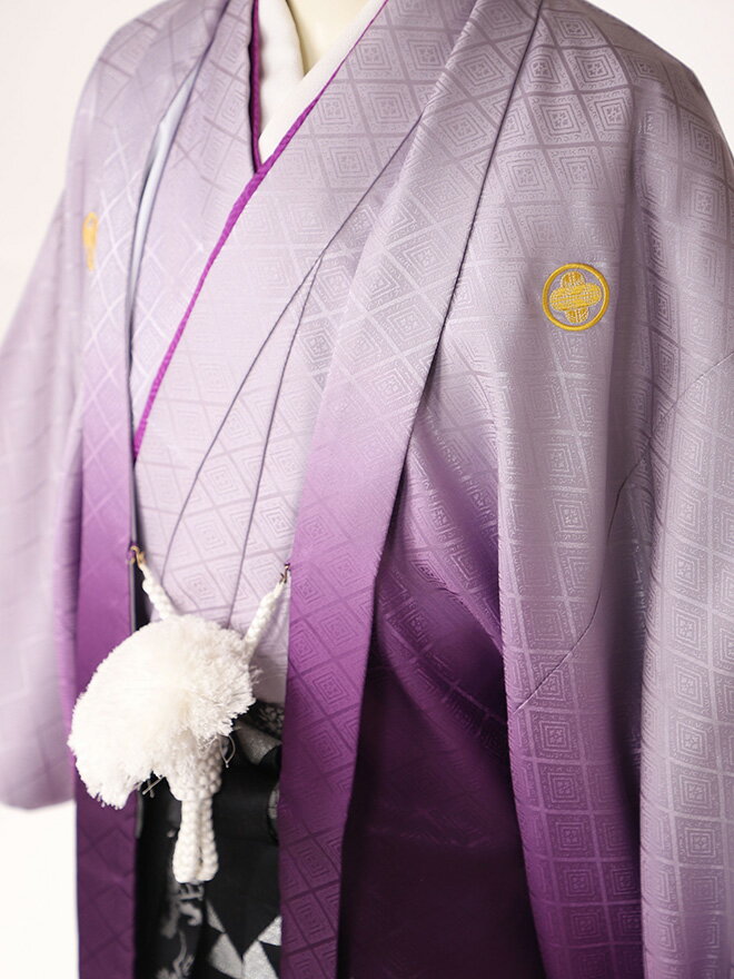 【袴 男 成人式】 成人式 袴 レンタル 男 卒業式 袴 レンタル 男 袴 男 成人式 袴 レンタル メンズ はかま 20歳【化繊】【紋付】【羽織着物】【165cm〜175cm】【男袴】【ベーシック男袴】紫 往復送料無料 XG0210【レンタル】