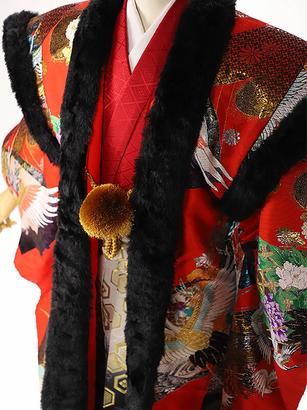 【傾奇者BASARA】【成人式 袴 派手】【成人式 袴 レンタル 男 卒業式 袴 レンタル 男【メンズ】【色打掛から仕立て直し】【20歳】【成人式】【正絹】【紋付】【羽織着物】赤【170cm-180cm】往復送料無料 XG0232【レンタル】