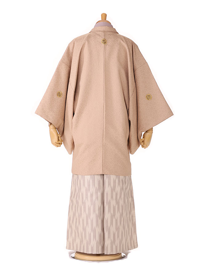 七五三 お父さん きもの 男袴 メンズ 七五三ブランド 【PETITPPI -Family Collection-】 化繊 紋付 羽織着物 男袴 ベーシック 165cm〜175cm ベージュ 往復送料無料 XG0261【レンタル】