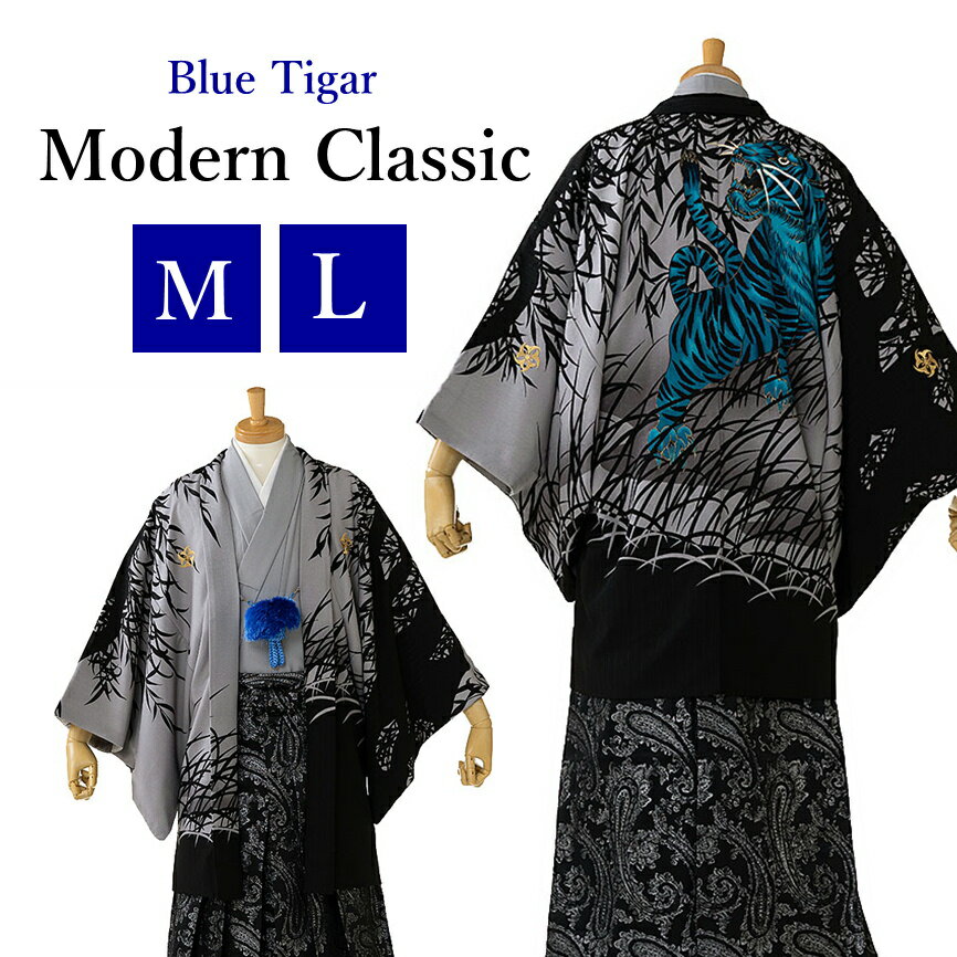 【Modern Classic 青虎】【袴 男 成人式】成人式 袴 レンタル 男 卒業式 袴 レンタル 男 袴 男 成人式 袴 レンタル メンズ はかま 20歳 結婚式 正月 二十歳 和服 1月 送料無料 M L 165cm 170cm 175cm 180cm 化繊 グレー 【レンタル】