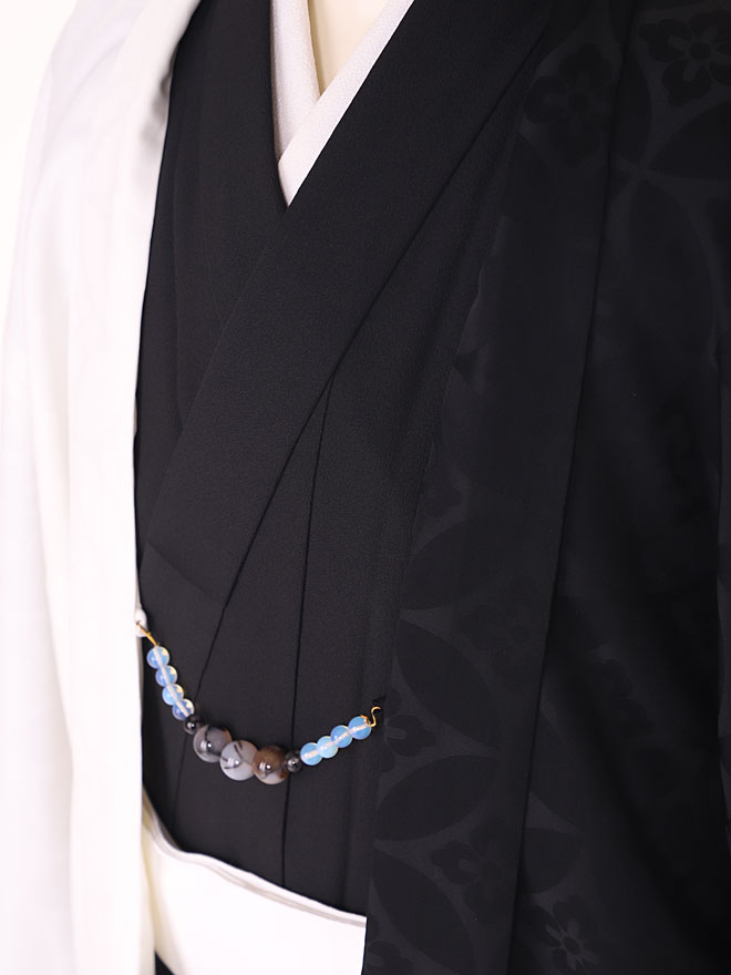 七五三 父 着物 レンタル 着流し レンタル 七五三 【簡単きもの】【ワンタッチ帯】男きもの着流し 羽織着物 パパ 七五三 男性着物 Lサイズ 170cm-175cm 白×黒 往復送料無料 cy0040