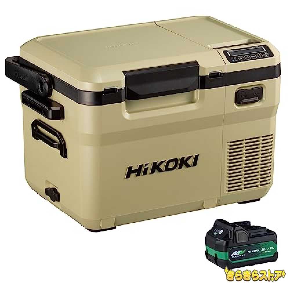 HiKOKI(ハイコーキ) 14.4/18V コードレス 冷温庫 UL18DD 10.5L コンパクト 3電源対応 コンプレッサ式 -18**60* 17段階温度設定 USB-A USB-C端子搭載 ACアダプタ 車載用DCコード 蓄電池1個付き サンドベージュ