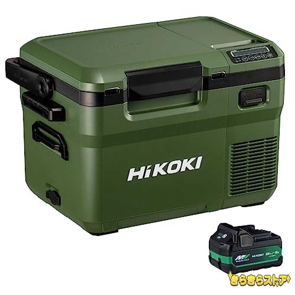 色：フォレストグリーン HiKOKI(ハイコーキ) 14.4/18V コードレス 冷温庫 UL18DD 10.5L コンパクト 3電源対応 コンプレッサ式 -18**60* 17段階温度設定 USB-A USB-C端子搭載 ACアダプタ 車載用DCコード 蓄電