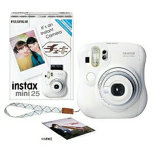 富士フィルム インスタントカメラ　instax　mini　25　『チェキ』　ホワイト　純正ハンドストラップ付き INS　MINI　25　WT　N（送料無料）