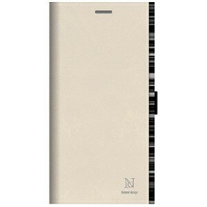 ナチュラルデザイン iPhone　X用　手帳型ケース　アクセントボーダー　ホワイト／ブラック IP8ACB08