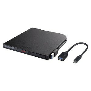 バッファロー USB3.1(Gen1)対応ポータブルDVDドライブ Type−Cケーブル/再生・書き込みソフト添付 DVSM−PTC8U3−BKA ブラック