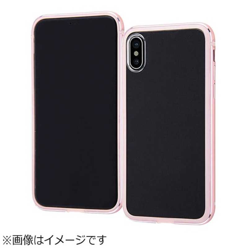 レイアウト　iPhone　X用　アルミバンパー＋背面パネル　クリア　ピンク　　RTP16ABPM