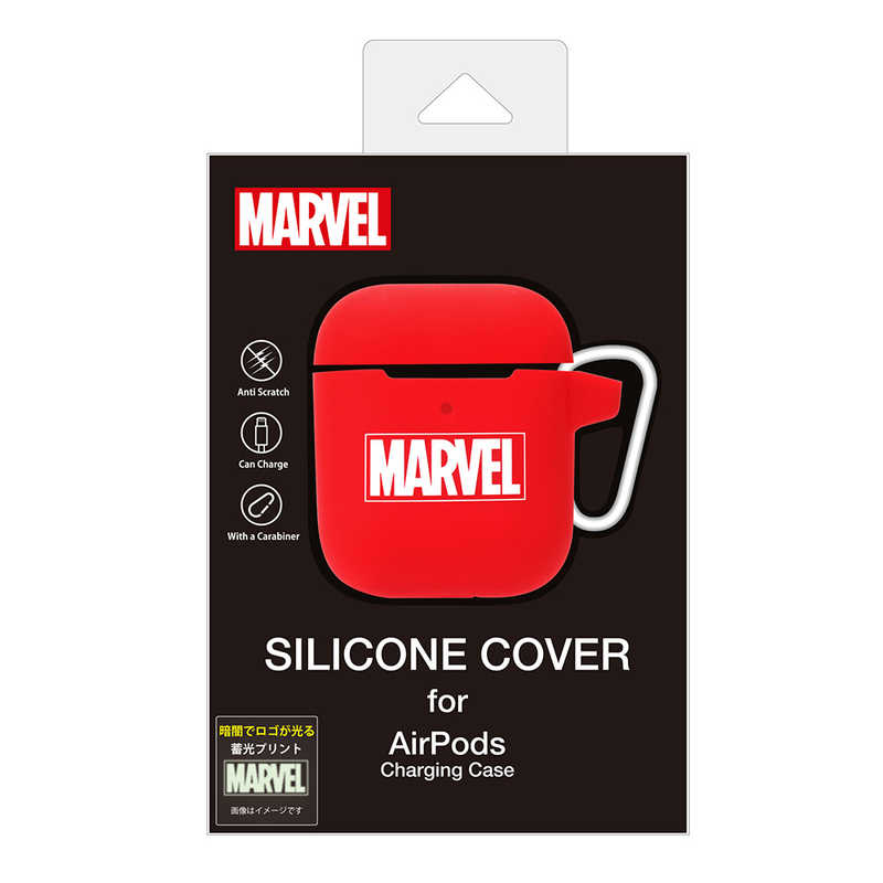 PGA　Air　Pods充電ケース用　シリコンカバー　PG-DAPC04MVL MARVEL ロゴ レッド