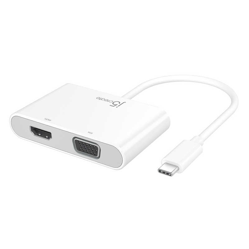 J5　［USB−C　オス→メス　HDMI　／　VGA　／　USB−A　／　USB−C］　変換アダプタ　USB　PD対応　ホワイ..