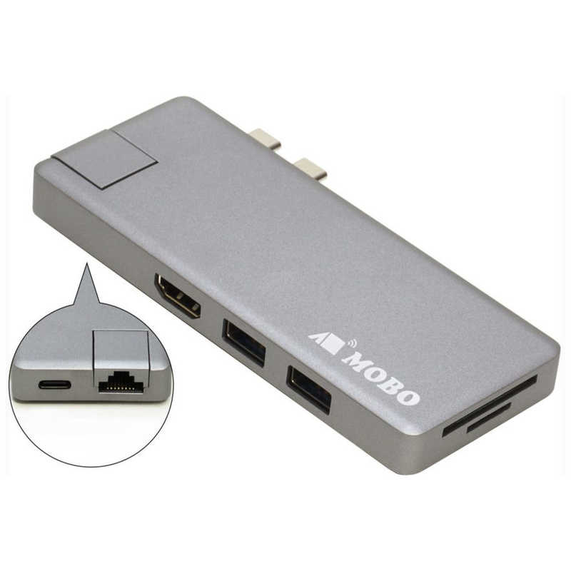MOBO MOBO MacBook Air ／ Pro Dual Type−C Dock LAN Thunderbolt3 HDMI AM-TC2D02SG スペースグレー MOBO