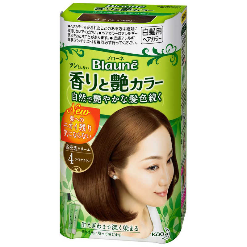 花王　Blaune(ブローネ) 香りと艶カラー 濃厚クリーム 早染めタイプ 4 ライトブラウン 1剤40g+2剤40g