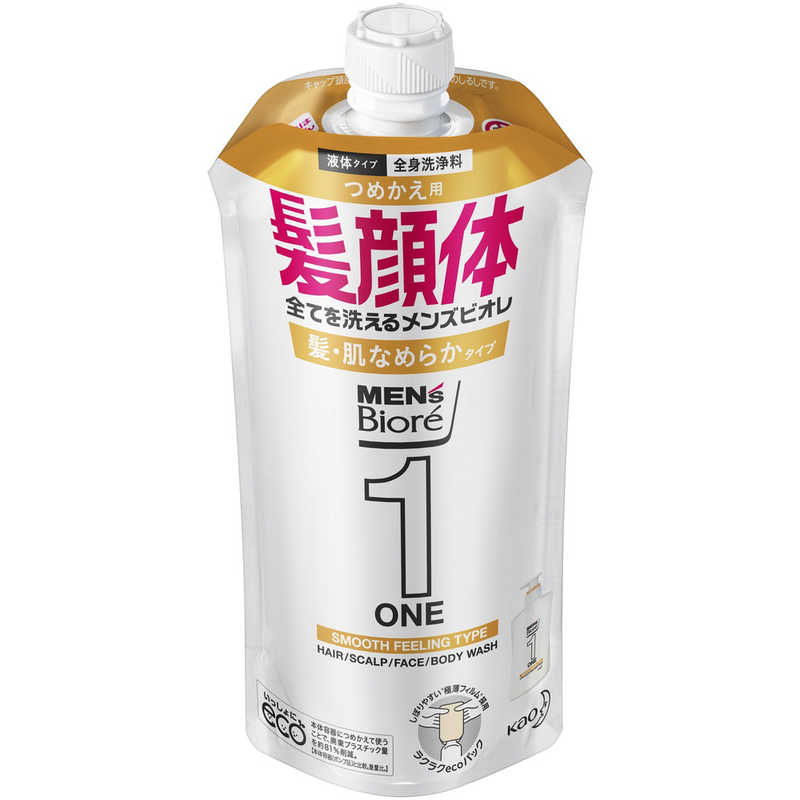 花王　MEN's Biore(メンズビオレ)ONE オールインワン全身洗浄料 つめかえ用 340mL 髪・肌なめらかタイプ フローラルサボンの香り