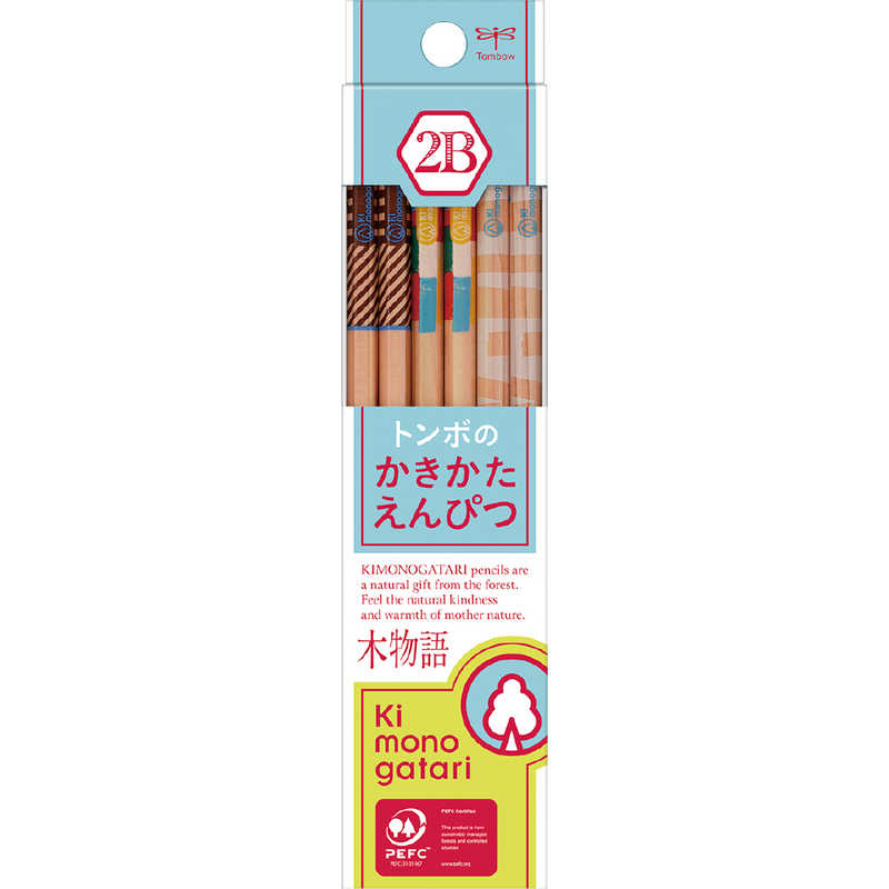 トンボ鉛筆　かきかた鉛筆F木物語01水色2B　KB-KF01-2B