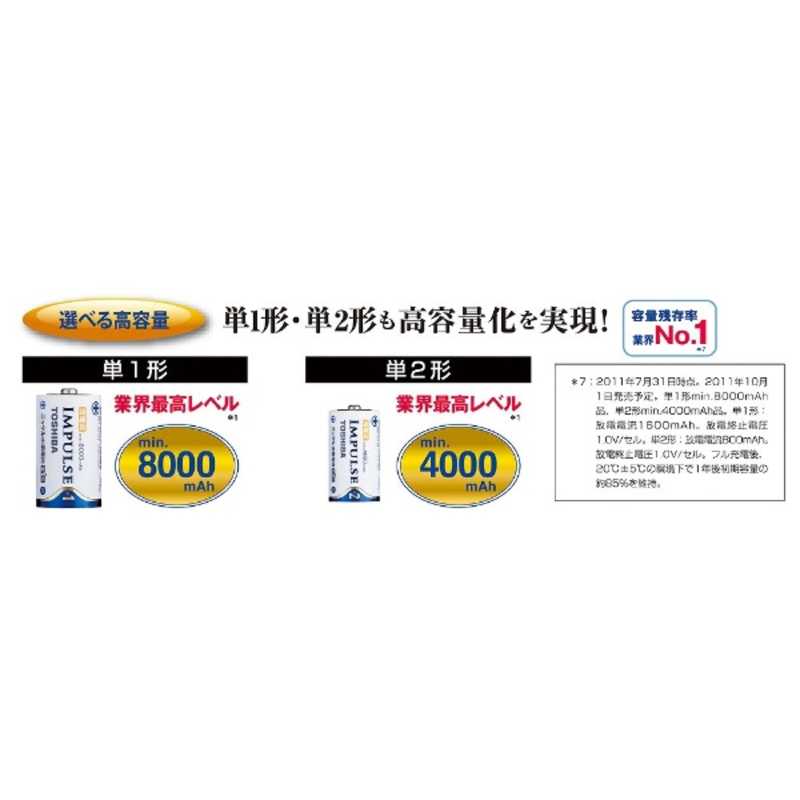 東芝　TOSHIBA　充電池（単2形1本入）「充電式IMPULSE」　TNH‐2A 3