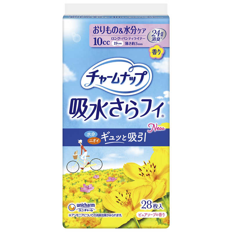 ユニチャーム　チャームナップ 吸水さらフィ パンティライナー ロング ピュアソープの香り 28枚