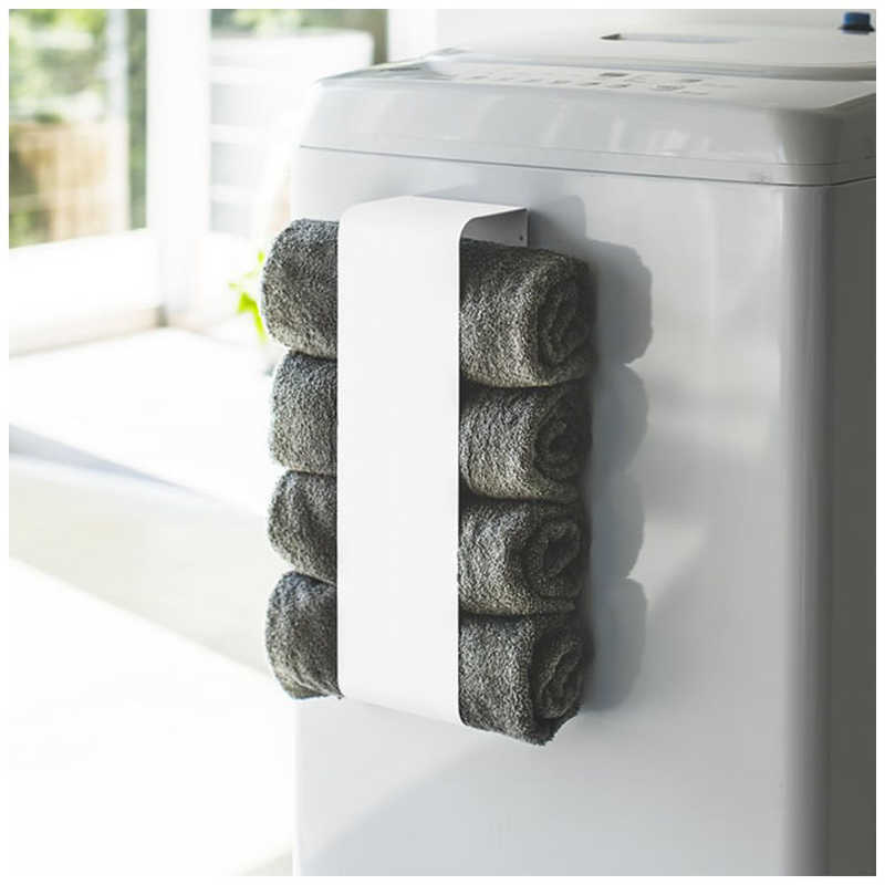 山崎実業　マグネットバスタオルホルダー　プレート　ホワイト　3583