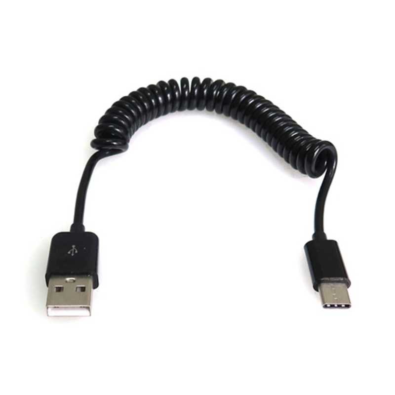 タイムリー　カール0．105〜0．7m［USB−C　⇔　USB−A］2．0ケーブル　充電・転送　ブラック　GMC7C