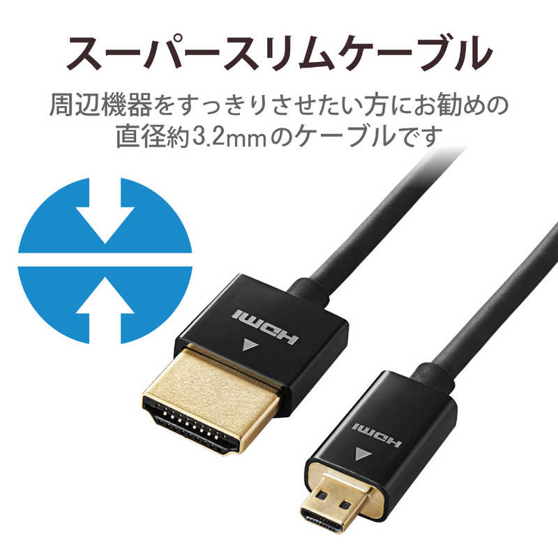 エレコム　ELECOM　カメラ接続用HDMIケーブル(HDMI microタイプ)1.5m　DGW-HD14SSU...