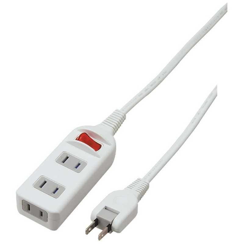 ヤザワ　耐トラシャッター集中スイッチ付タップ　3個口　2m　ホワイト　Y02S312WH