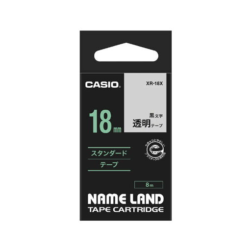 カシオ CASIO ネームランド テープカートリッジ スタンダードテープ(18mm) XR18(X) (透明×黒文字) カシオ CASIO ネームランド テープカートリッジ スタンダードテープ(18mm) XR18(X) (透明×黒文字)